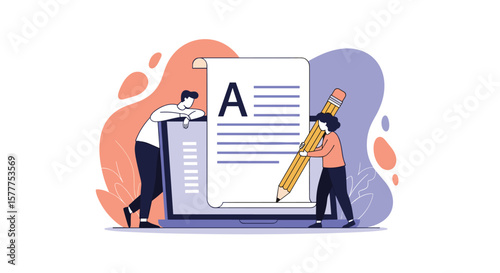 Creative Writing and Editing Process Illustrating Collaboration and Skill Development