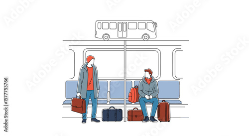 People Waiting for Transportation With Luggage at a Station