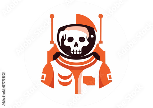 Stylized skeleton in a space suit illustration 