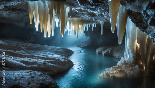 Cave with Stalactite and River