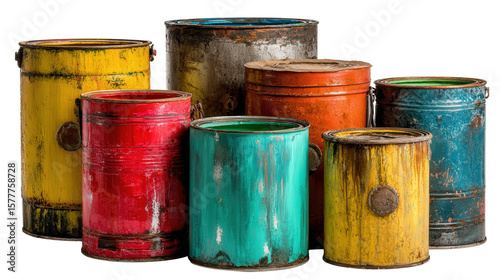 Wallpaper Mural Old paint cans background isolated on a Transparent background, PNG file. Torontodigital.ca