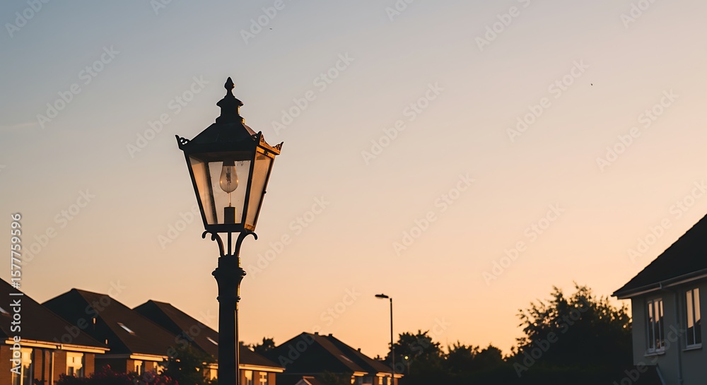 Obraz premium a photo of a lamppost in the late afternoon