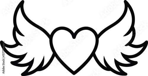 angel wings with hearts icon