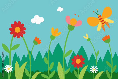 Wildflower Meadow With Bees And Butterflies