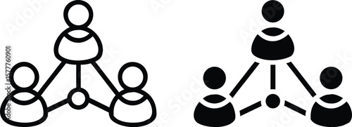 Team Connection Icon Black and White Vector Symbol for Collaboration and Network Structure