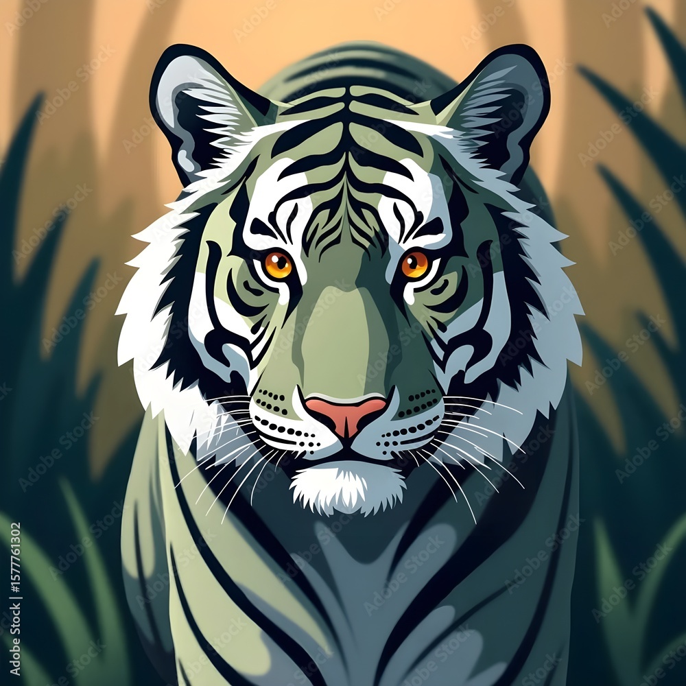 Fototapeta premium Roaring Tiger Vector Illustration