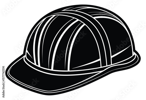 Safety helmet icon flat design silhouette labor hard hat vector construction site illustration