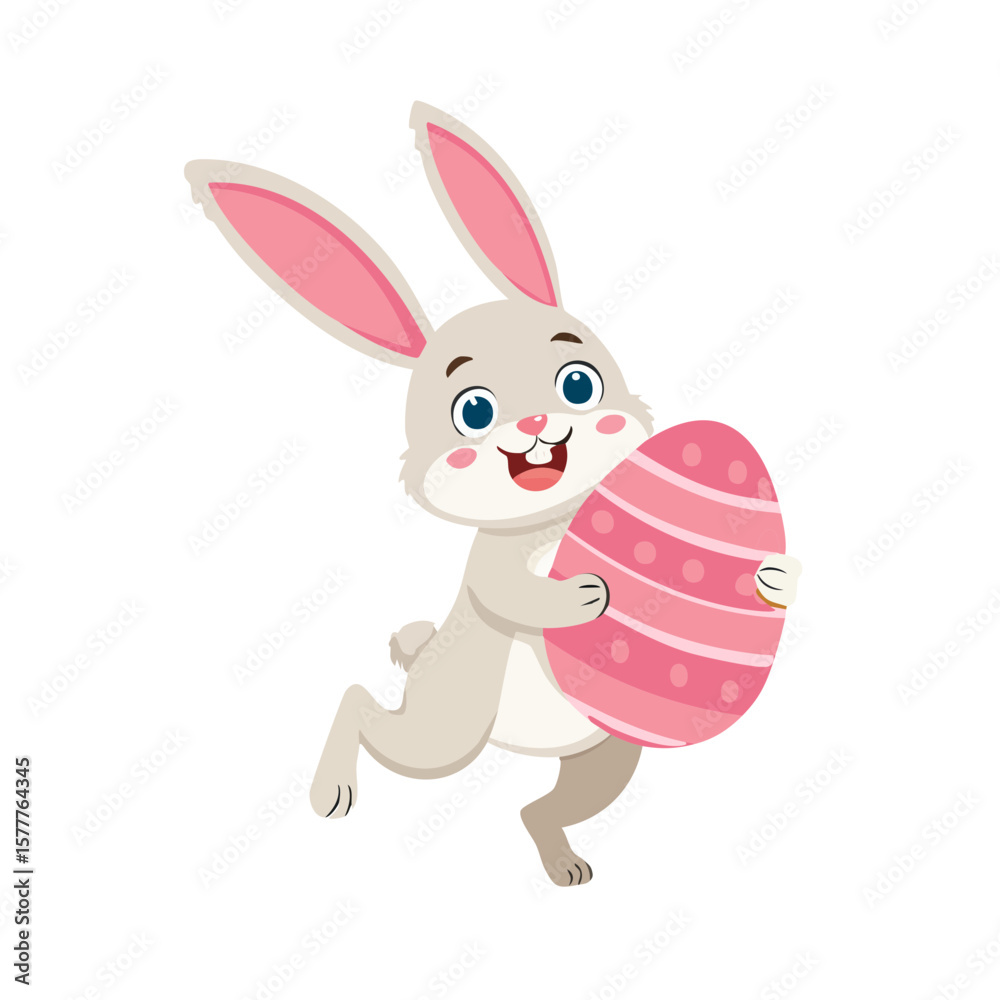 Obraz premium Easter Bunny with Easter Egg Isolated on a Transparent Background