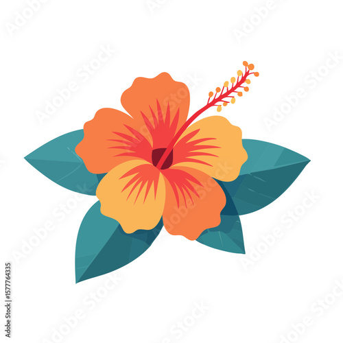 Orange Hibiscus Flower Icon Isolated on a Transparent Background 