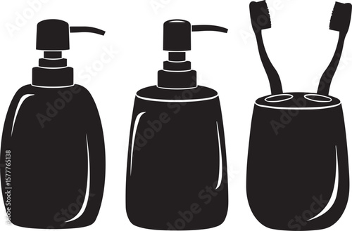 vector illustration of Ceramic soap dispensers & toothbrush holders 