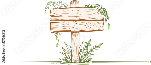 rustic wooden guide board sign board with moss plants, blank weathered signpost, cutout png.hardwood, billboard, board, cut-out, texture, background, clip, direction, guide, panel, post, signpost,