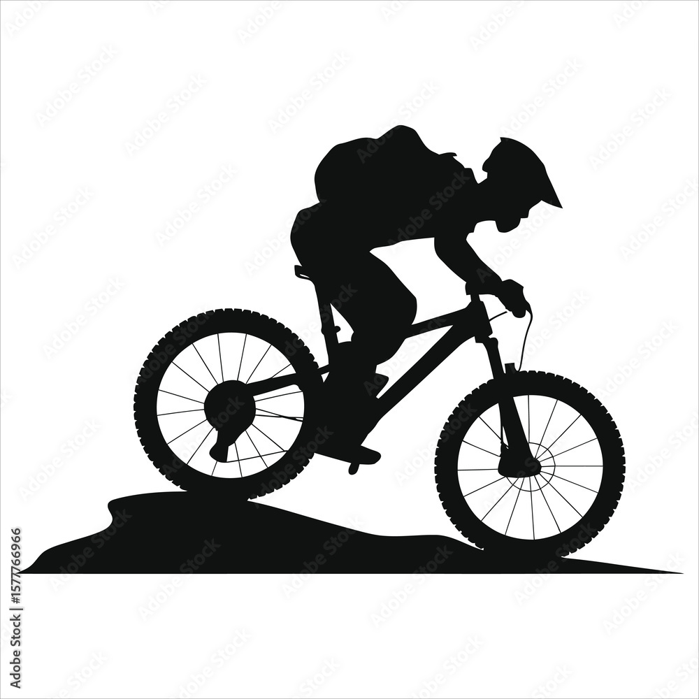 Fototapeta premium Dynamic Mountain Biker Silhouette - Off-Road Cycling Action