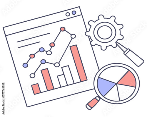 Business analytics and data visualization tools for growth isolated on white background