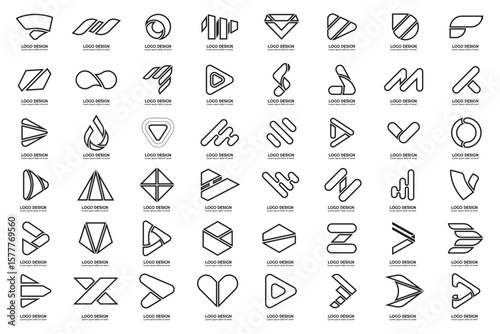 Black and White Modern Shapes Logo's, Tech Logo's, Unique Logo's, Alphabet Logo's.