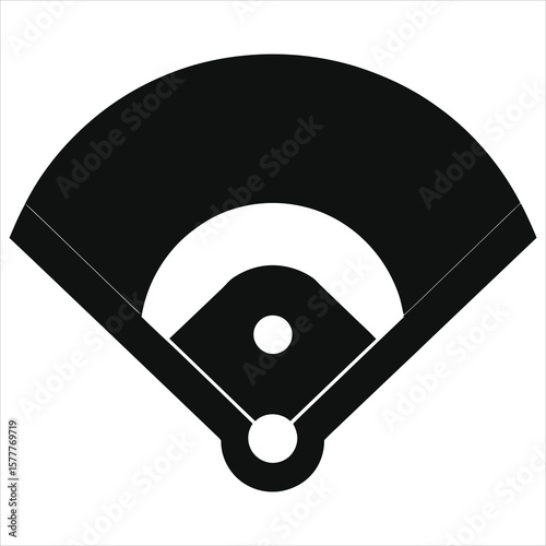 Simple Black and White Baseball Diamond Icon/A clean, vector graphic of a baseball diamond.