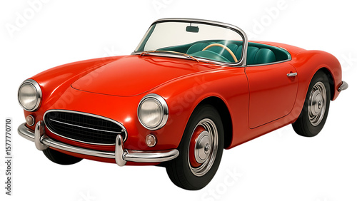A Vibrant Glossy Red Vintage Convertible Sports Car Classic Automotive Elegance