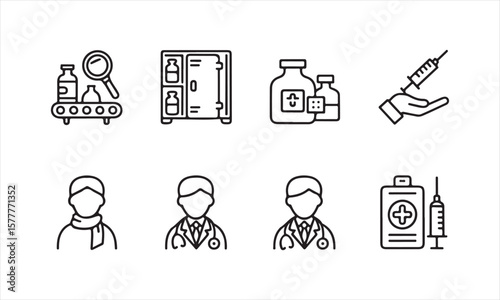 Doctor and Pharmacy Icon Set – Healthcare Line Icons