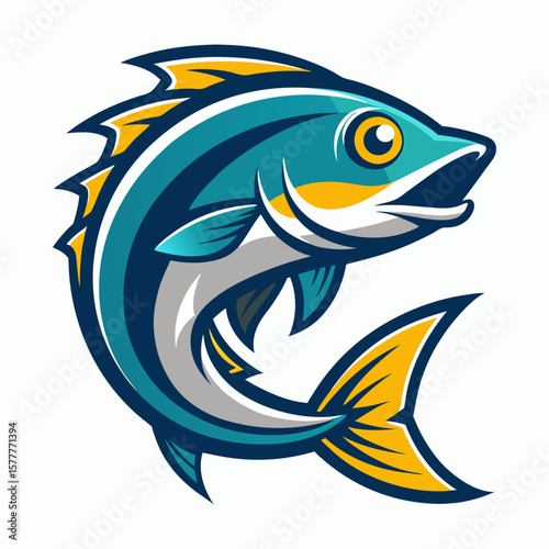 Fresh fish with wave water logo