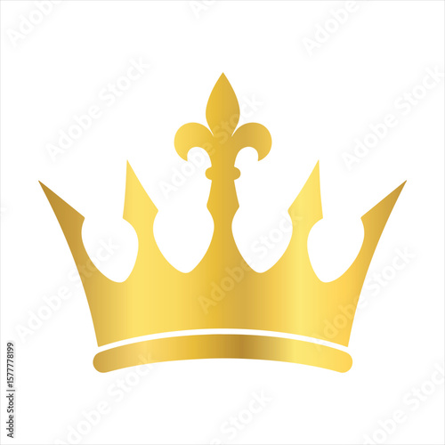 Elegant Gold Crown Icon: Regal, Luxury, and Majestic Design, Perfect for Branding, Royalty, and Success Themes.