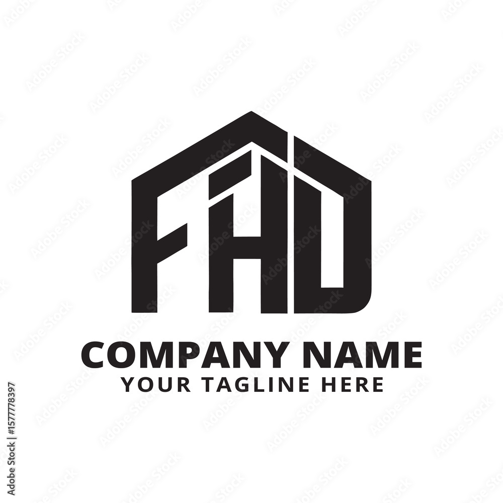 Fototapeta premium FHD Company Logo Hexagonal House Icon with Typography