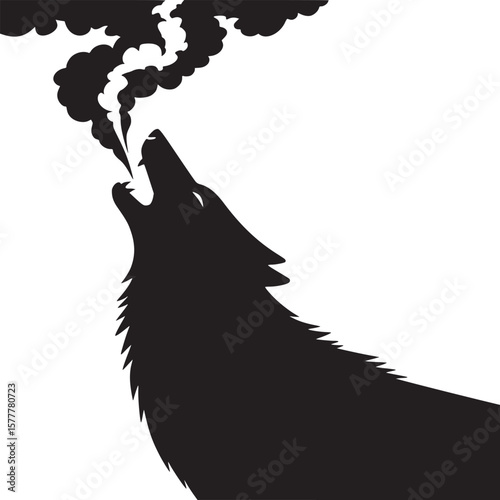 Black and white howling wolf silhouette vector illustration design for logo and tattoo ideas art print
