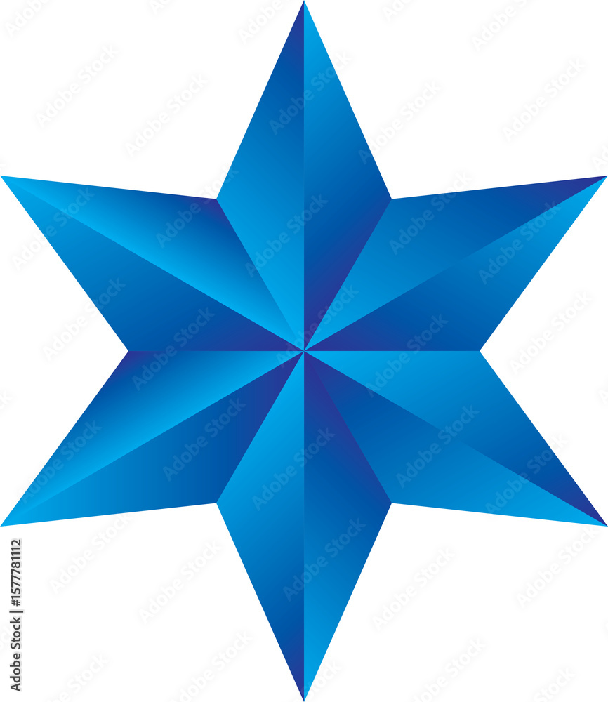 Obraz premium Blue Six-Pointed Star with Geometrical Shapes Design