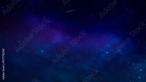Vast deep space sky filled with twinkling stars and a shooting star