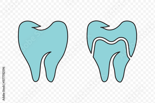 Tooth icon. Dental clinic logo. Human teeth vector illustration. Blue dentistry logotype. Oral hygiene concept. Dentist sign. Molar tooth enamel symbol. Simple tooth pictogram design.