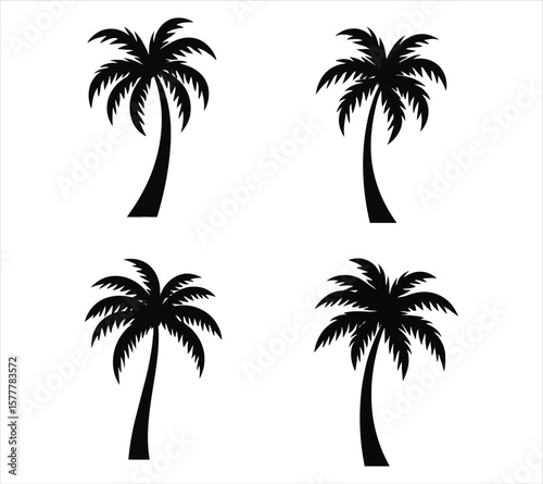 Palm Tree Line Vector Silhouettes