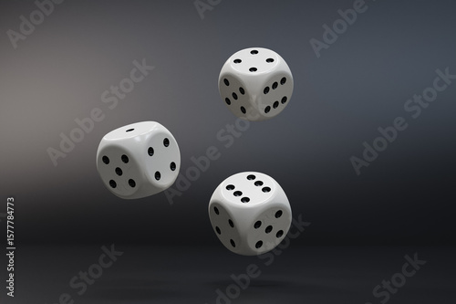 Three dice on dark background. 