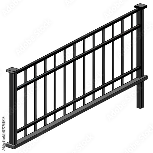 Horizontal black steel railing, minimalist design