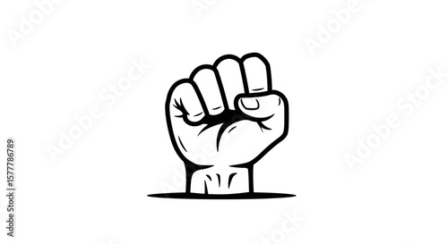 Illustration of a clenched fist in black and white on a white background