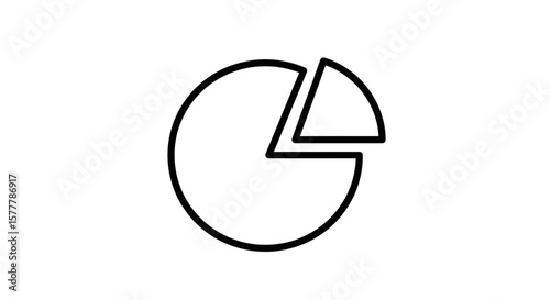 Simple black and white outline of a pie chart with a section removed