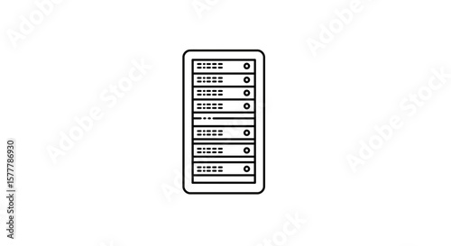 Illustration of a server rack with multiple drives in a minimalist style