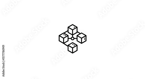 Illustration of a network structure with cubes connected by lines and node