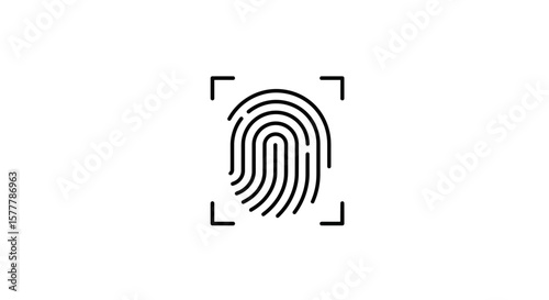 Illustration of a fingerprint scan with a square frame around it