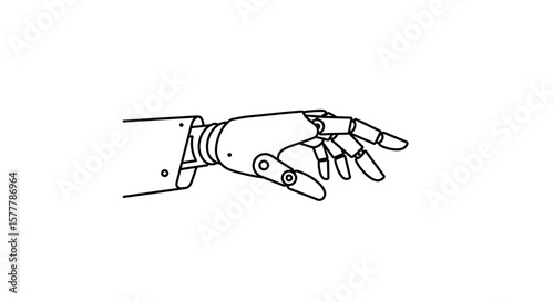 Illustration of a robotic hand reaching out with detailed finger joints