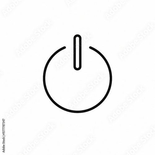 Power Switch Line Icon Outline Vector On/Off Button Symbol, Editable Stroke, Isolated on White