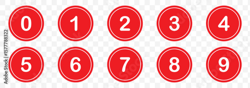 Set of 1 to 9 numbers simple design isolated. Typography set of Round 1 to 9 numbers. Numeral typographic flat icons set. Bullet point number icon set. Vector illustration. 