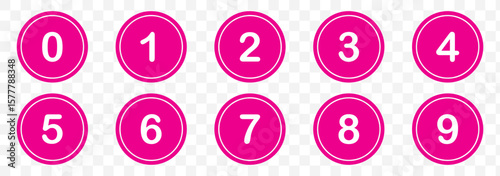 Set of 1 to 9 numbers simple design isolated. Typography set of Round 1 to 9 numbers. Numeral typographic flat icons set. Bullet point number icon set. Vector illustration. 