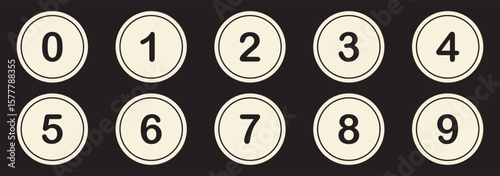 Set of 1 to 9 numbers simple design isolated. Typography set of Round 1 to 9 numbers. Numeral typographic flat icons set. Bullet point number icon set. Vector illustration. 