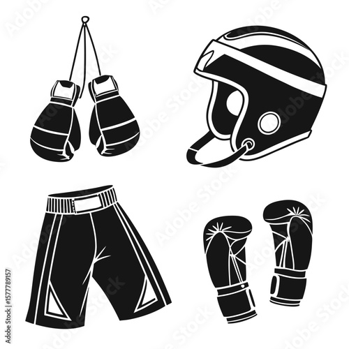 Boxing and M A Gear Silhouettes boxing gloves MMA gloves
