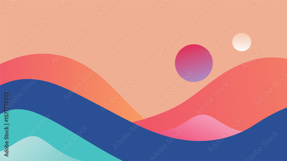 custom made wallpaper toronto digitalAbstract Landscape with Rolling Hills and Gradient Sky at Sunset