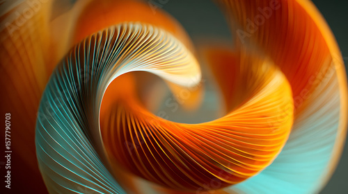 A vibrant orange and blue spiral creates a dynamic abstract background with a paper texture