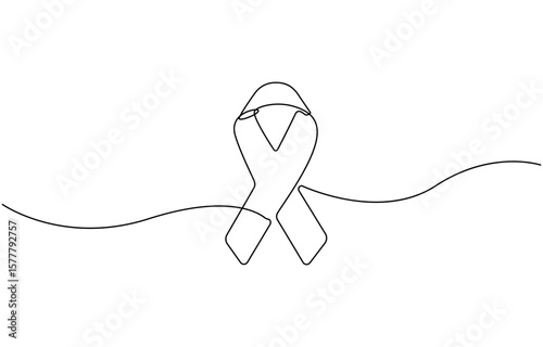 AIDS awareness band World AIDS day one line art drawing Continuous one line drawing, AIDS awareness ribbon, poster banner Doodle vector illustration, AIDS Awareness Month.