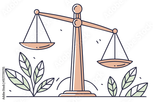 Wooden scale balancing on seesaw, ideal for harmony, life balance, or work-life themed ads.