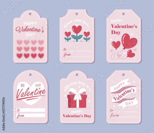 Valentine's Day gift tags collection. Vector illustration