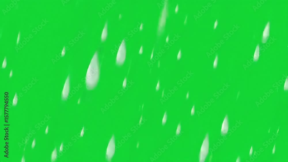 A seamless loop of realistic rain on a green screen for easy compositing.