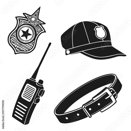 Police Officer Gear Icons police badge police cap