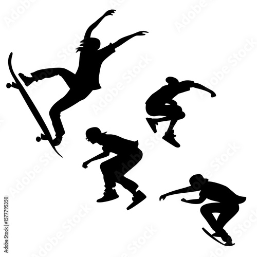 Skateboarders performing aerial tricks skateboarding